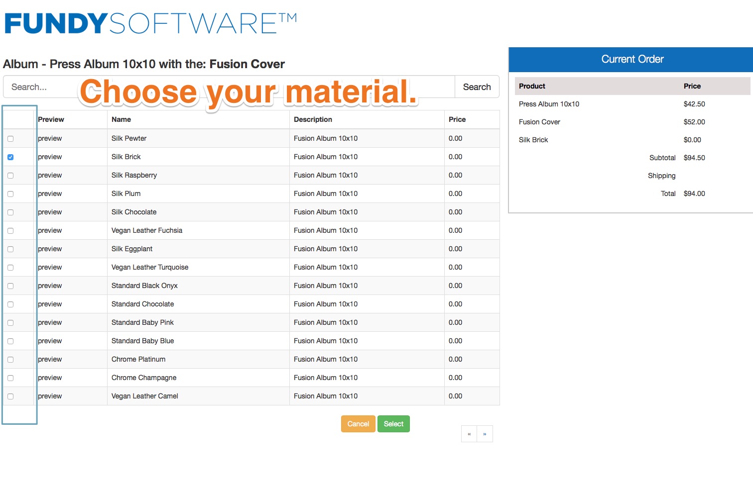 choose material